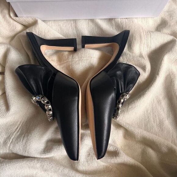 Manolo Blahnik Capitana Leather Buckle Mules Black 36 NEW - Picture 3 of 14